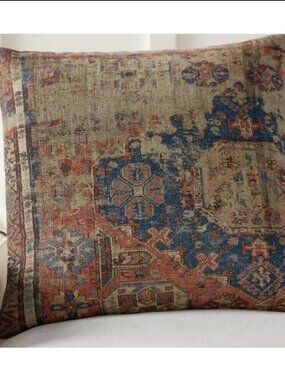 NEW Pottery Barn Navin Print Blue and Rust Patterned Pillow Covers